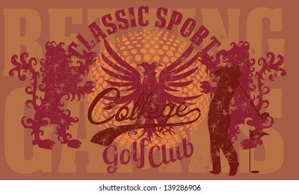 lion and eagle golf club vector art
