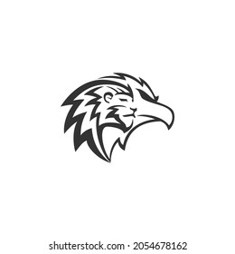 Lion Eagle Head illustration emblem mascot design Template