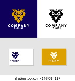 lion eagle head logo design vector