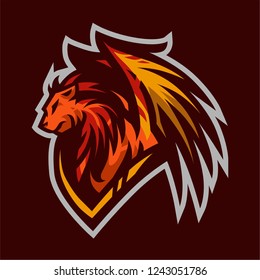 Lion with eagle wings mascot logo template