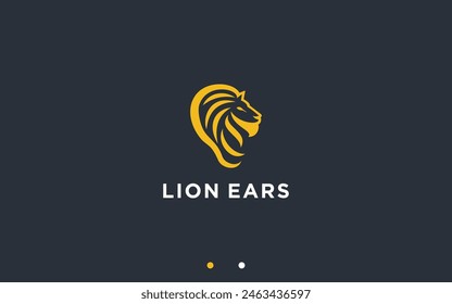 lion with ears logo design vector silhouette illustration