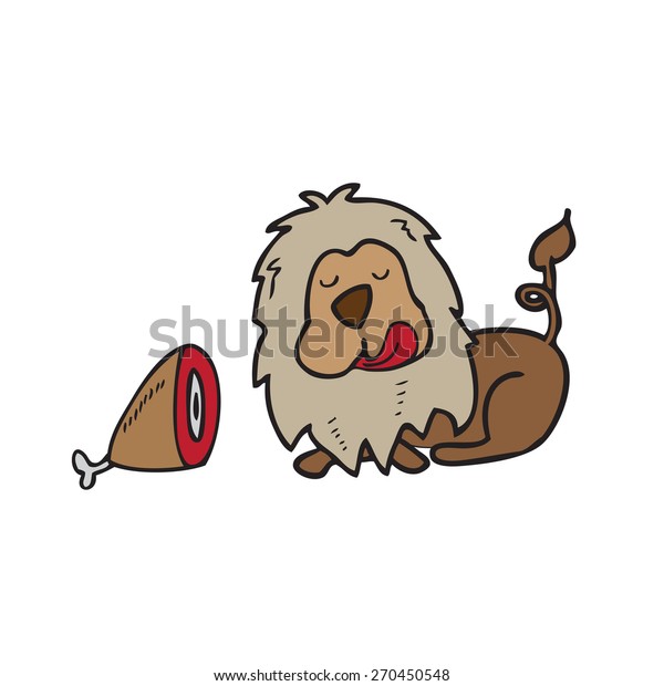 Lion Eating Meat Cartoon Vector Stock Vector (Royalty Free) 270450548