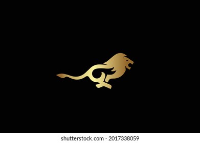 Lion elegant logo with initials for company -vector