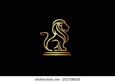 Lion elegant logo with initials for company -vector