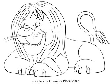 Löwe. Element zum Färben der Seite. Cartoon-Stil.
