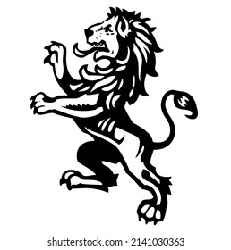 Lion emblem design, vector, illustration in black and white color, isolated on white background