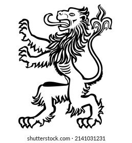 Lion emblem design, vector, illustration in black and white color, isolated on white background