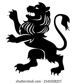Lion emblem vector, illustration in black and white color, isolated on white background