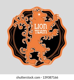 lion embroidery shield vector art