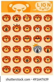 Lion Emoji Icons , Vector , Illustration