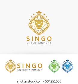 Lion entertainment logo design. Elegant animal logo concept. Vector logo template