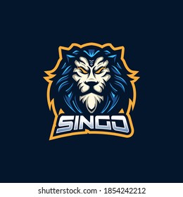 Lion esport gaming mascot logo template for streamer team. esport logo design with modern illustration concept style for badge, emblem and tshirt printing