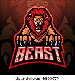 Lion esport logo mascot design 