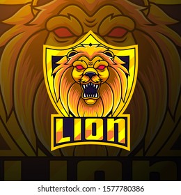 Lion esport mascot logo design
