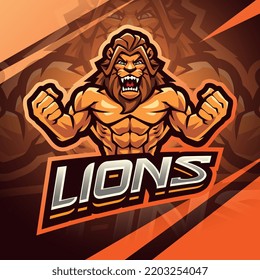 Lion esport mascot logo design