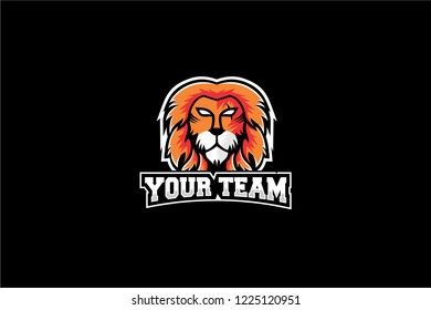 Lion esport with text vector, lion head logo esport