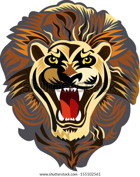 Lion Face Stock Vector (Royalty Free) 155102561