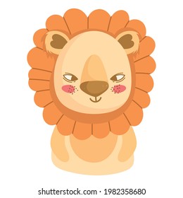 lion face animal cartoon flat isolated
