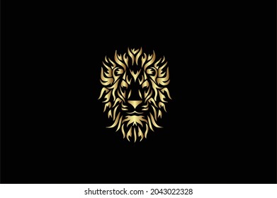 Lion Face Basic and elegant minimal artistic design initial based tattoo-vector