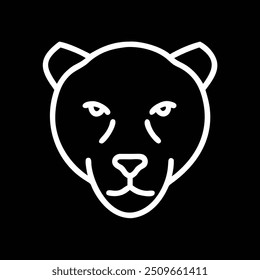 LION FACE IN BLACK BACKGROUND OUTLINE DESIGN