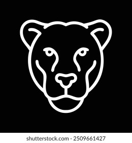 LION FACE IN BLACK BACKGROUND OUTLINE DESIGN