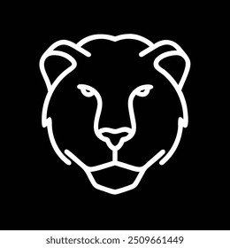 LION FACE IN BLACK BACKGROUND OUTLINE DESIGN