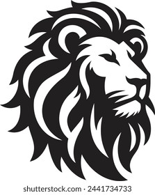 lion face black and white line simple and high visiblity design