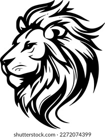 Lion Face | Black and White Vector illustration
