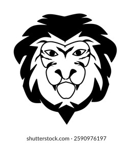 lion face, black and white, vector lion, lion silhouette