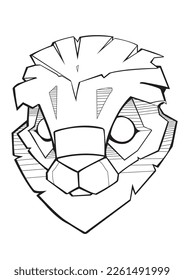 Lion face cartoon art drawing