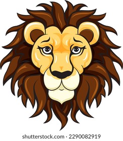 Lion Face in Cartoon Style illustration