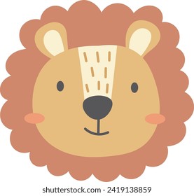 Lion Face Cartoon Vector Illustration