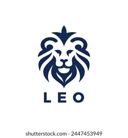 A lion face with crown logo design template