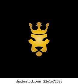 lion face and crown vector illustration for icon,symbol or logo. lion template logo