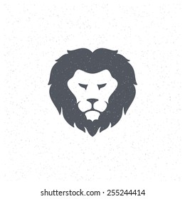 Lion face Design Element in Vintage Style for Logotype, Label, Badge, T-shirts and other design. Sport mascot retro vector illustration.