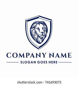 Lion face emblem shield elegant logo icon symbol vector design stock