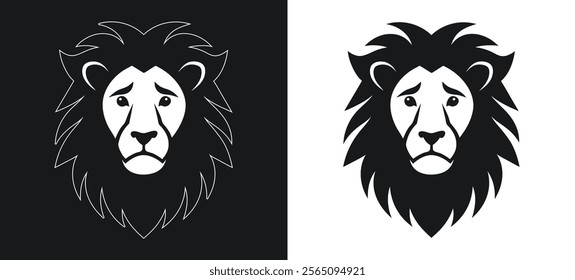 Lion face expression vector icon illustration with SEO keywords