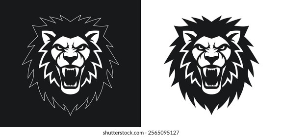 Lion face expression vector icon illustration with SEO keywords