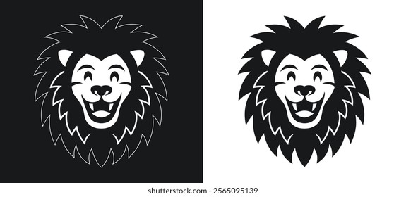 Lion face expression vector icon illustration with SEO keywords