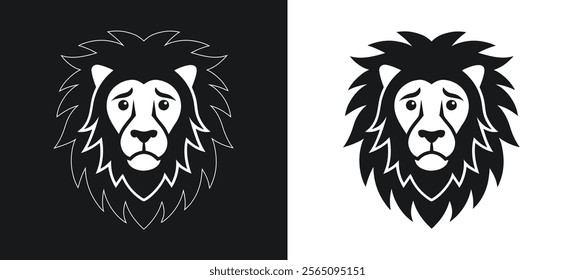 Lion face expression vector icon illustration with SEO keywords