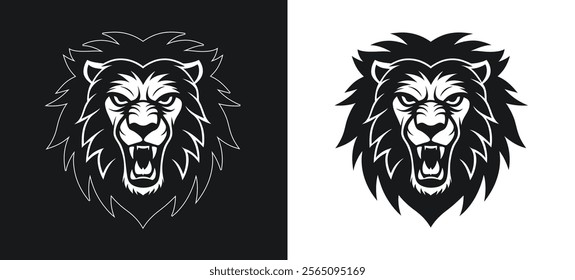 Lion face expression vector icon illustration with SEO keywords