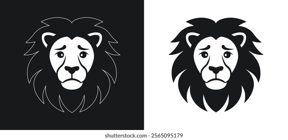 Lion face expression vector icon illustration with SEO keywords