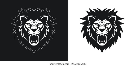 Lion face expression vector icon illustration with SEO keywords