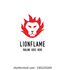 lion face in fire flame logo icon vecto template