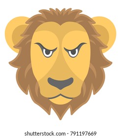 A lion face, flat vector icon design showing leo zodiac sign
