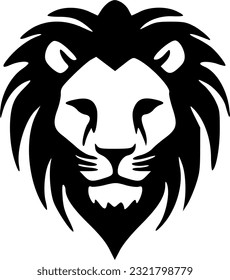 Lion face front black outlines vector illustration