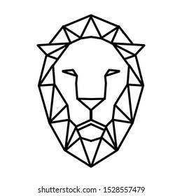 Lion face, geometric style, vector illustration.