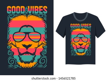 lion face good vibes vector