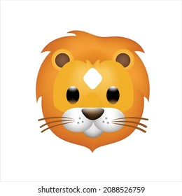 Lion Face head art vector template design element. Use for poster education school kid children text emoji emotion expression reactions chat comment social media app smartphone to family friends
