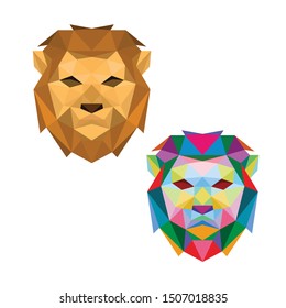 LION FACE HEAD POP ART LOW POLY LOGO ICON SYMBOL. TRIANGLE GEOMETRIC POLYGON